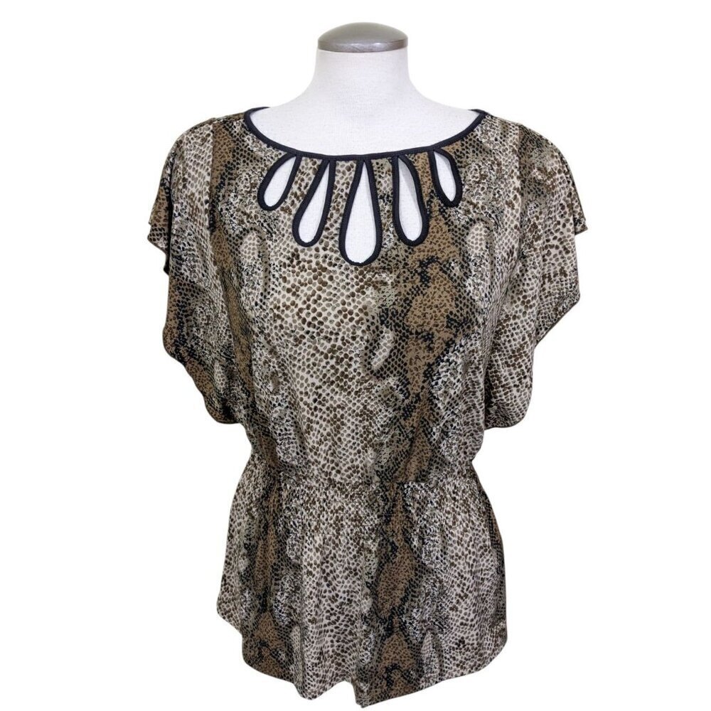Ricki's Brown Snake-Print Keyhole Neck Blouse - Picture 2 of 7
